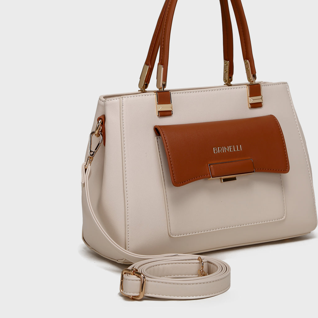 Brinelli Twofold Shoulder Tote Bag Ivory and Tan