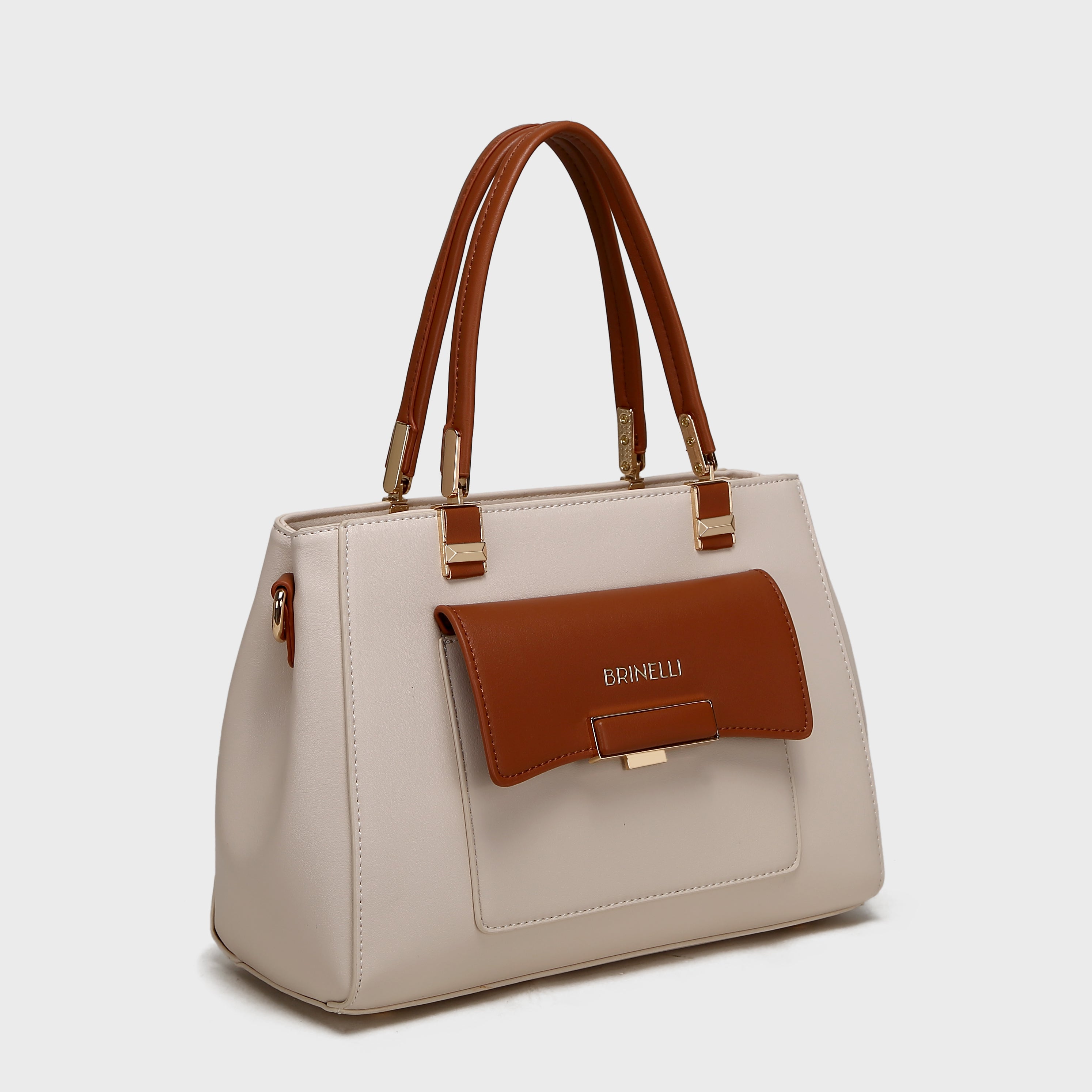 Brinelli Twofold Shoulder Tote Bag Ivory and Tan