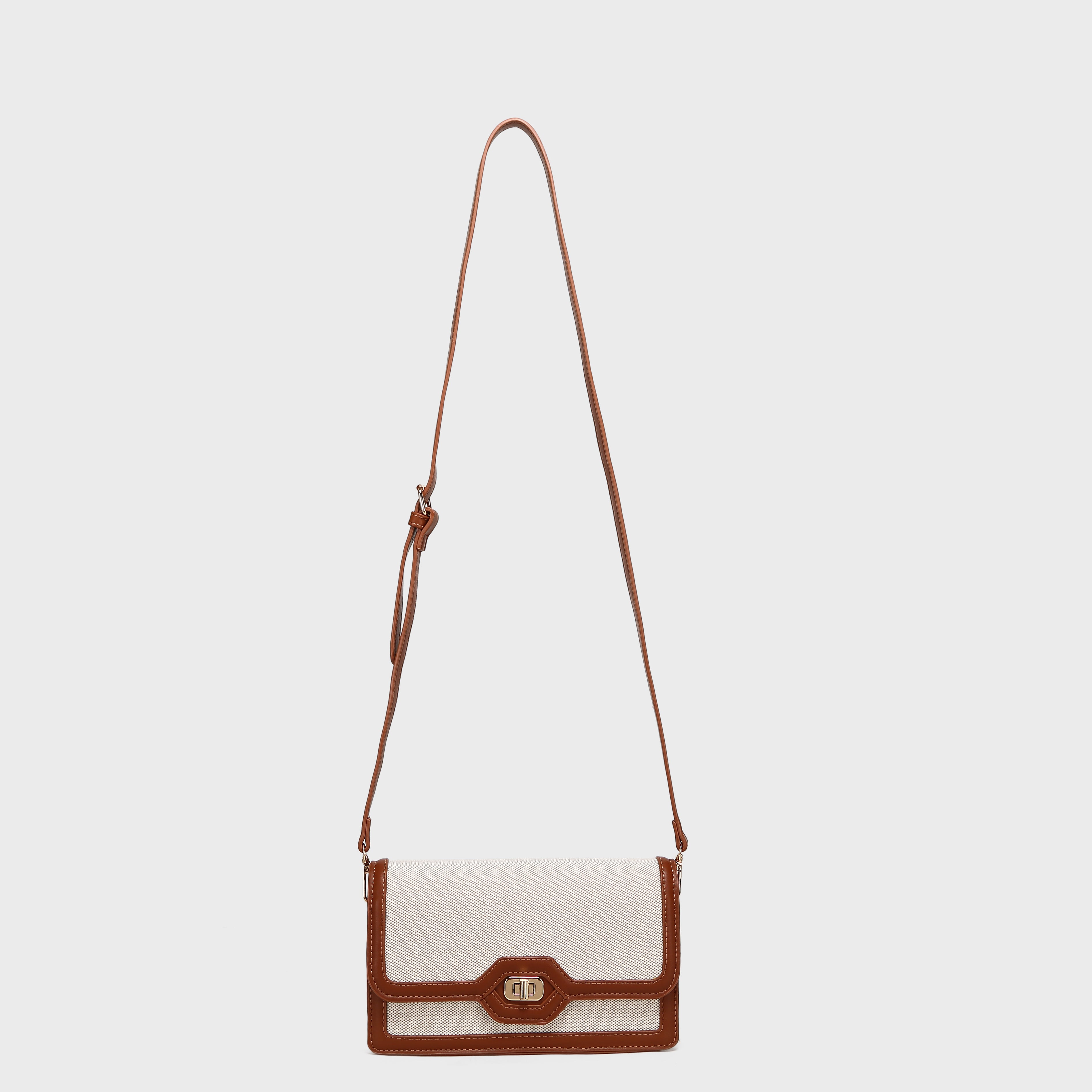 Brinelli Ava Shoulder Crossbody Bag Brown/Off White