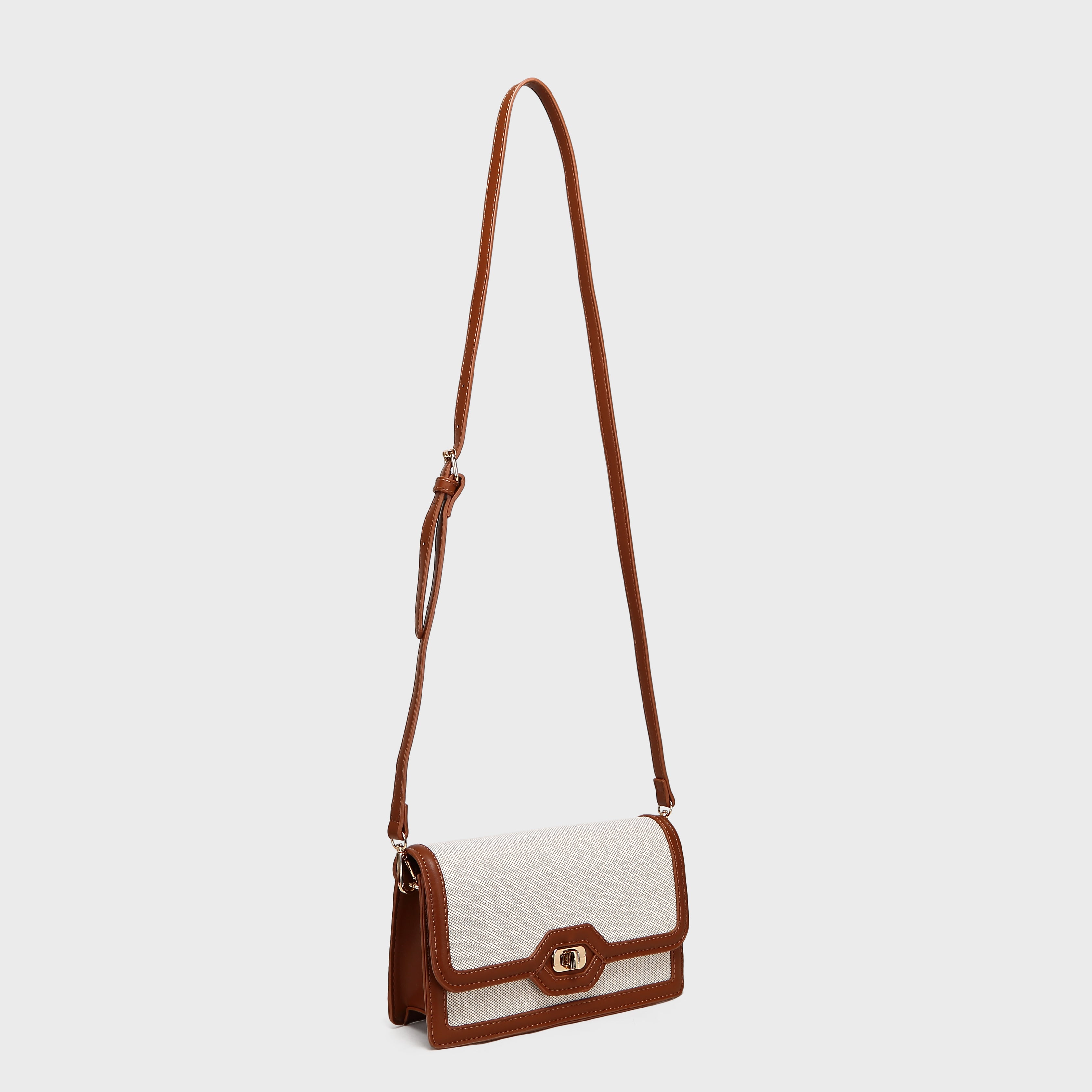 Brinelli Ava Shoulder Crossbody Bag Brown/Off White