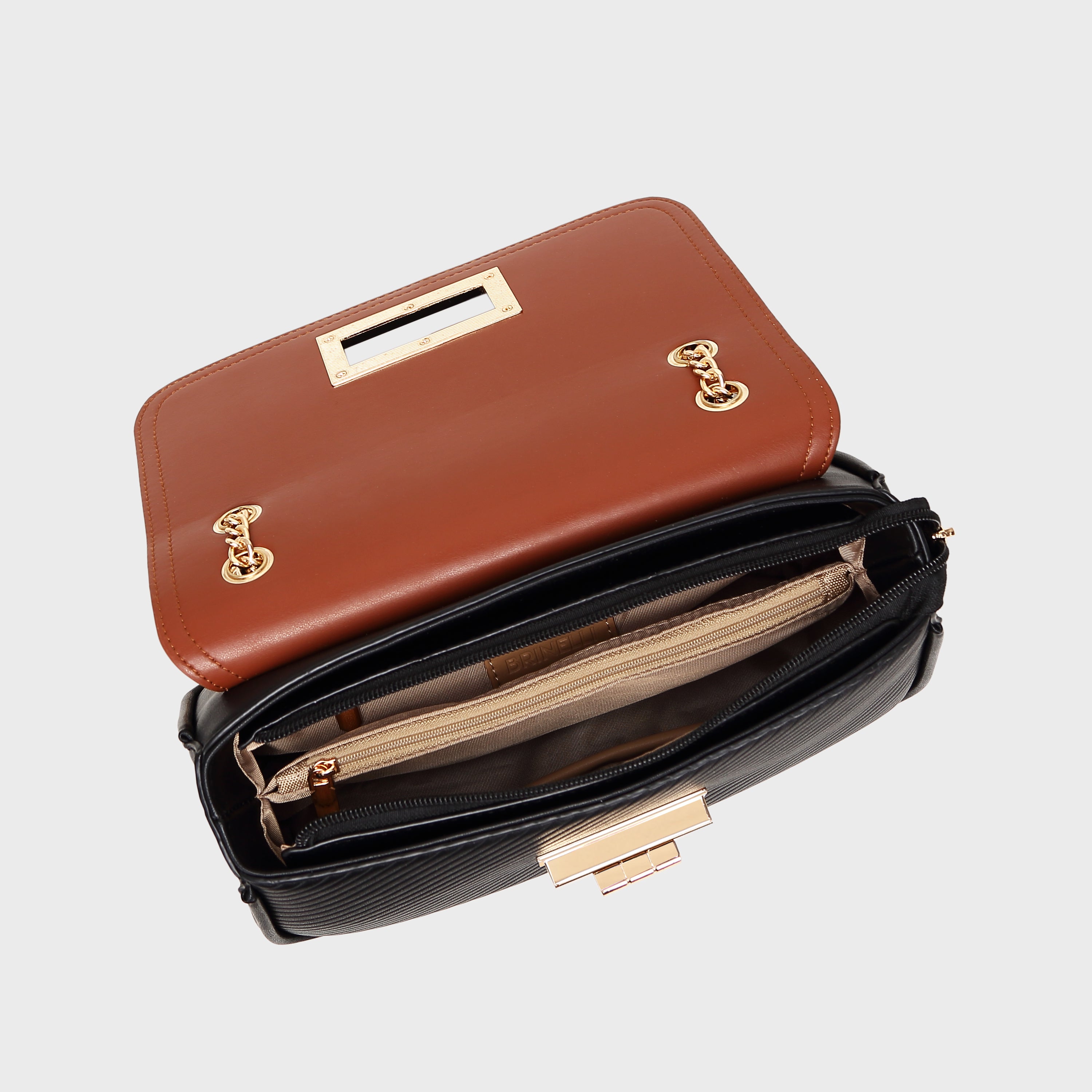 Brinelli Aurelia Shoulder Crossbody Bag Black & Brown